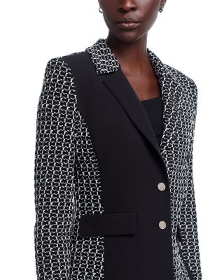 Mixed Media Tweed Knit Blazer