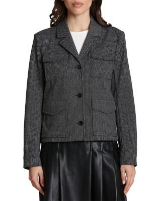 Notch Collar Knit Jacquard Jacket