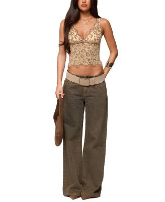 Araura Velvet Floral Sheer Top