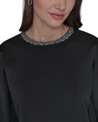 Embellished Neck Pullover Sweater
