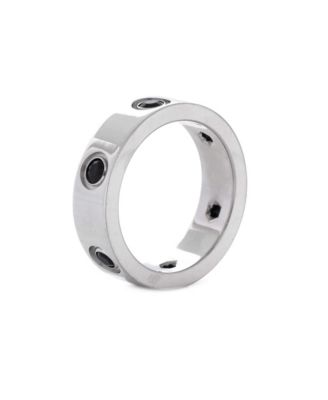  Narrow Love 6 Stone Band Ring 18K White Gold with Black Sapphires