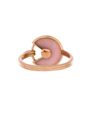  Amulette De Cartier Ring 18K Rose Gold with Diamond and Pink Opal