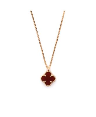  Sweet Alhambra Pendant Necklace 18K Rose Gold and Carnelian, 15 - 15.75"