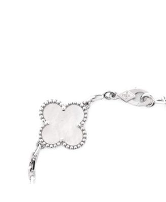  Vintage Alhambra 5 Motifs Bracelet 18K White Gold and Mother of Pearl