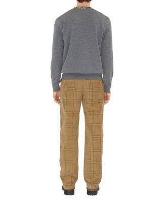 Check Trim Wool Sweater