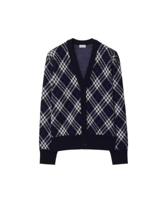 Check Wool Blend Cardigan