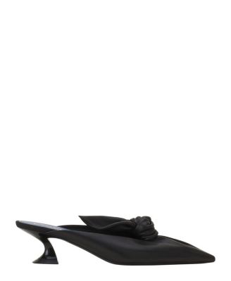 Women's Midnight Step Bow Leather Mule with Heel