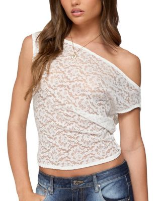  Kessa Sheer Lace Off Shoulder Top
