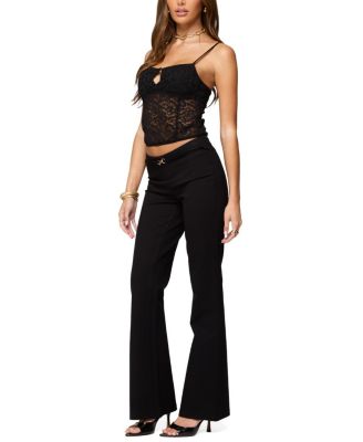  Janice Sheer Lace Keyhole Tank Top