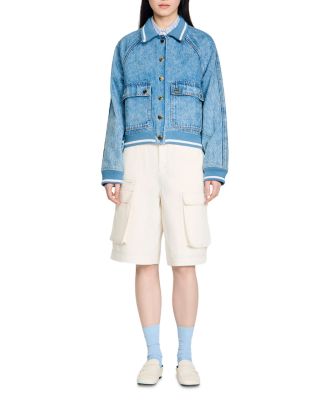 Rib Trim Denim Jacket