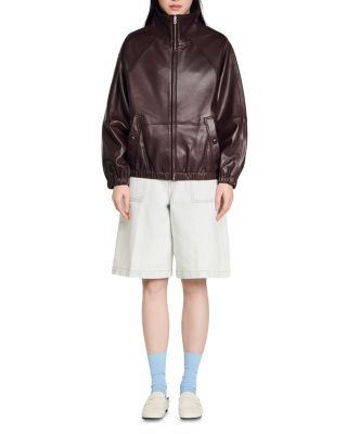 Oversized Zip Up Leather Jacket