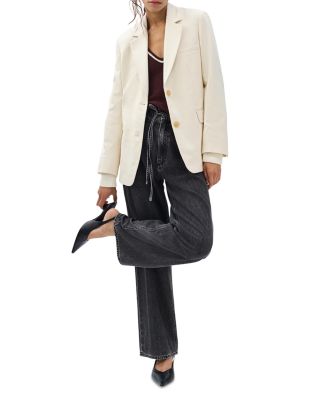 Phoebe Drawstring High Rise Wide Leg Jeans in Anglique