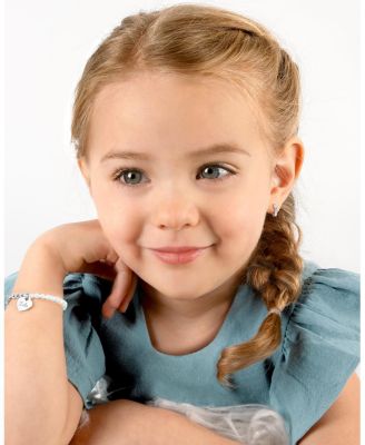  Girls' Sterling Silver Channel Cut CZ 11mm Huggie Hoops Earrings