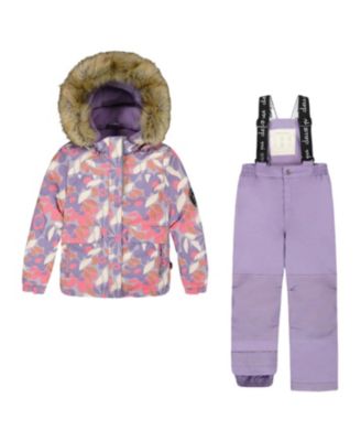  Girls' Two-Piece Discover Snowsuit with Flower Printed Jacket - Little Kid, Big Kid