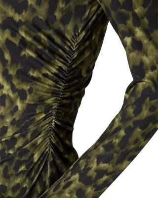 Animal Print Ruched Jersey Dress