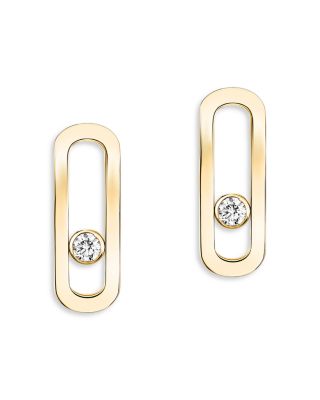 18K Gold Move Uno Diamond Oval Drop Earrings