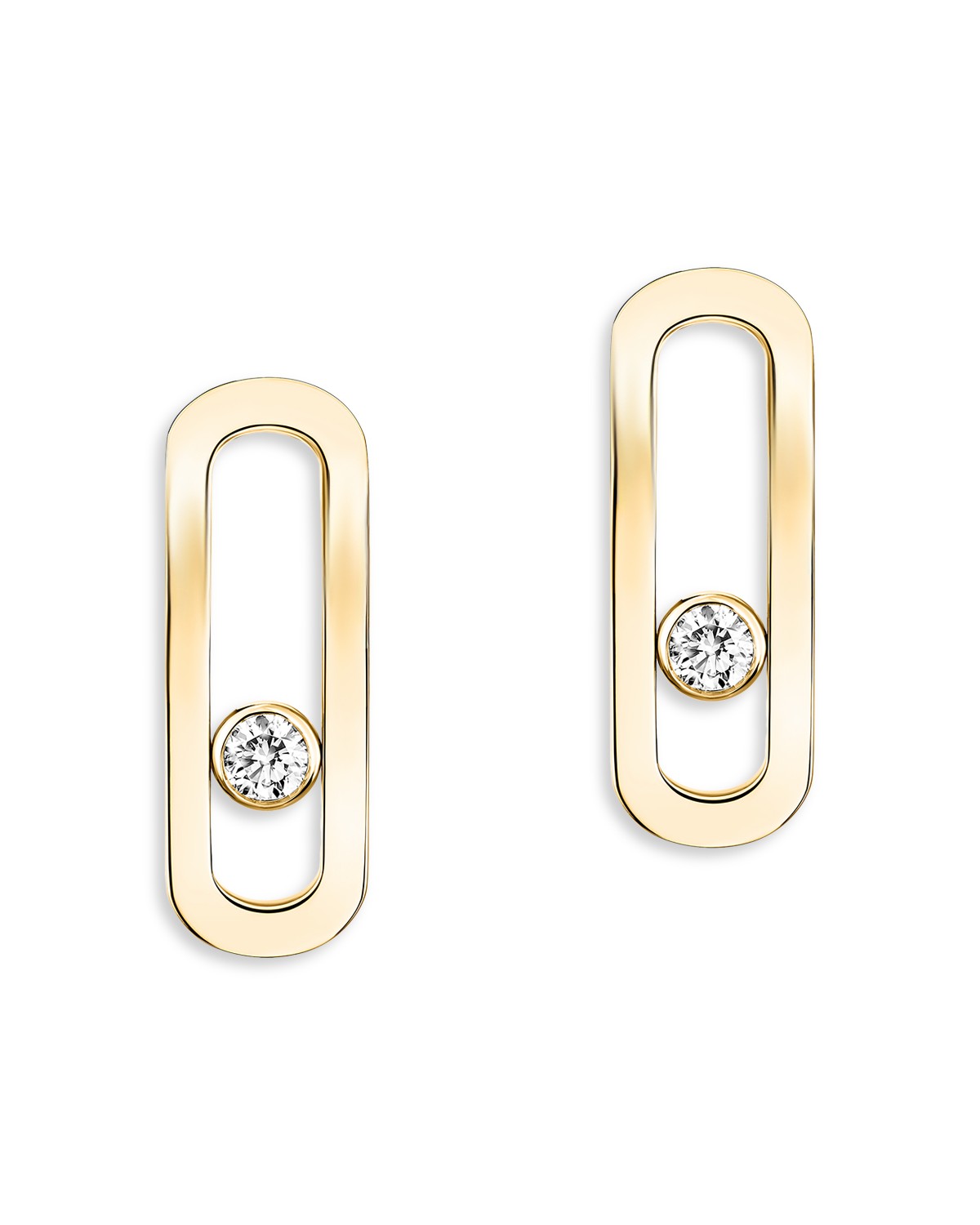 18K Gold Move Uno Diamond Oval Drop Earrings, 0.16 tcw