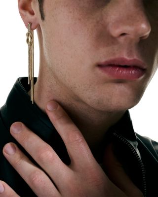 14K Yellow Gold Love Knot Chain Drop Earrings