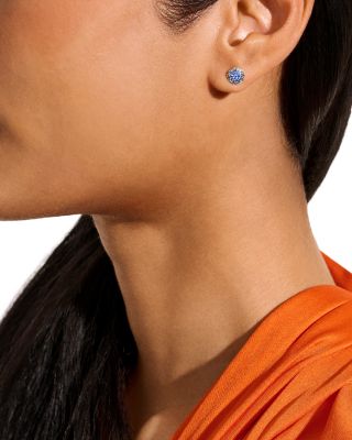 Sterling Silver Essentials Blue Sapphire Pav&eacute; Stud Earrings
