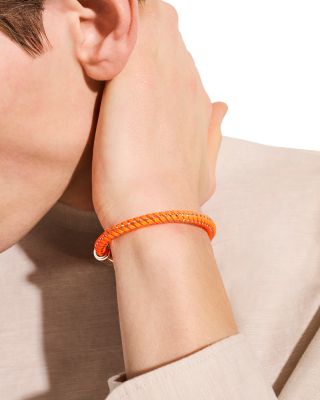 Men's Sterling Silver Orange Rubber & Stainless Steet Cord Bracelet