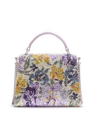 Mini VLogo Floral Crystal Top Handle Bag