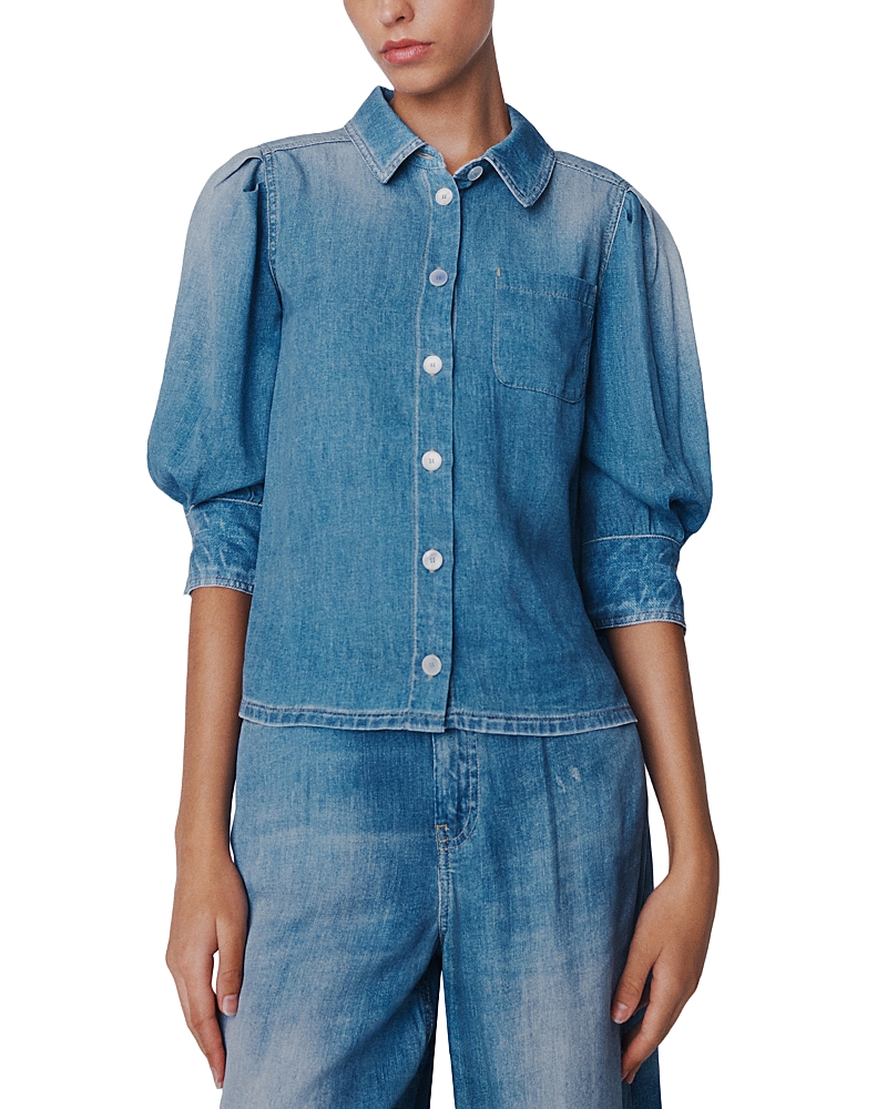 Marella Denim Look Puffed Sleeve Shirt