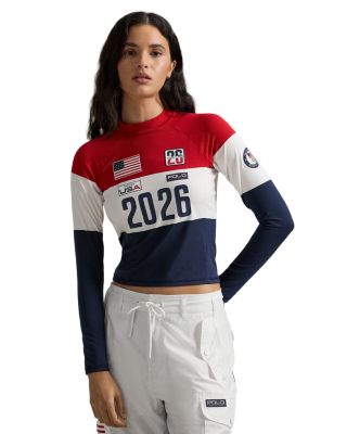 Team USA Stretch Jersey Mock Neck Top