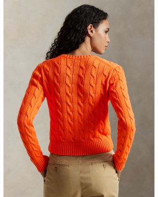 Flag Cable Knit Cropped Sweater