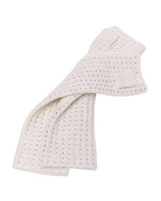 Rhinestone Embellished Wool Fingerless Mittens