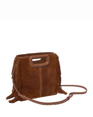 The M Fringed Brown Suede Crossbody Bag