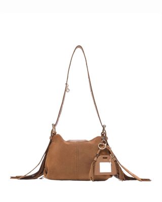 Miss M Fringed Suede Mini Mirror Bag Charm 