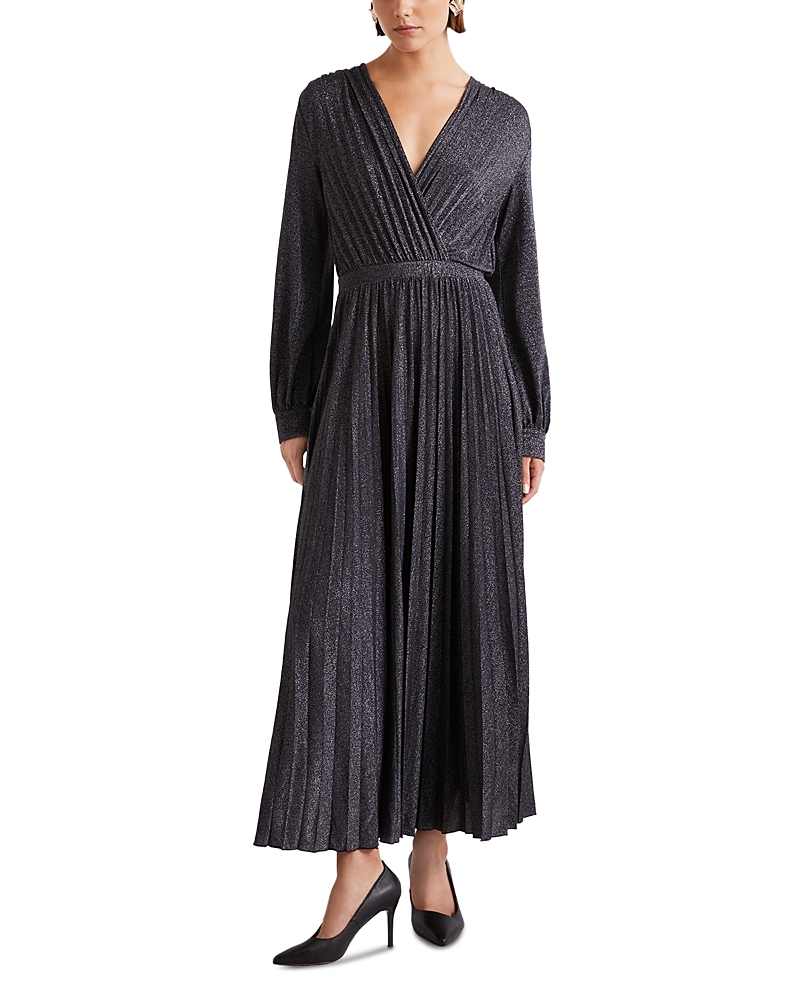Marella Pleated Metallic Threaded Dress