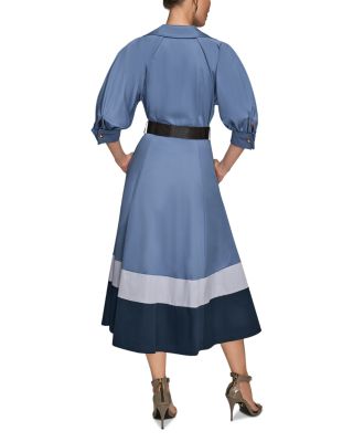 Colorblocked Belted Shirtdress