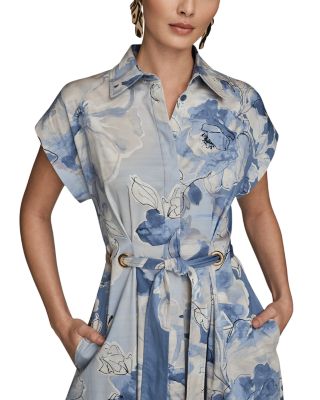 Tie Front Cap Sleeve Shirtdress