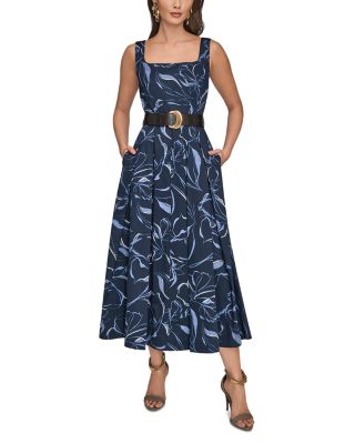 Belted Square Neck Dress