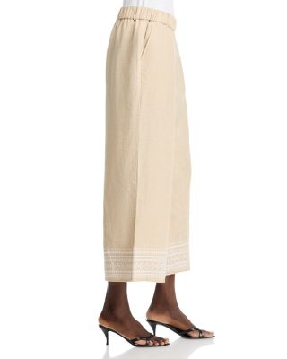 Two Palms Embroidered Linen Culotte Pants