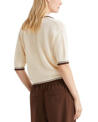 Half Sleeve Spread Collar Sweater