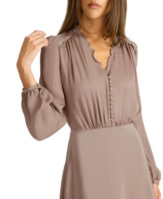 Amal Silk Long Sleeve Fit and Flare Midi Dress