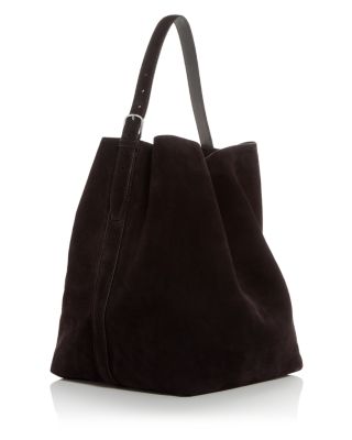 Belted Suede Tote in Chocolate