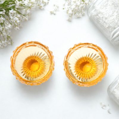 Always the Right Time Loquat Crystal Glass Sculptures, Set of 2