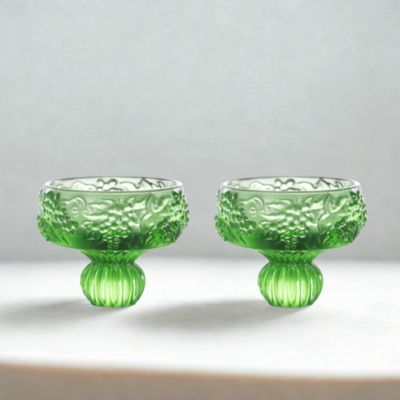 Always the Right Time Grape Crystal Glass Sculptures, Set of 2