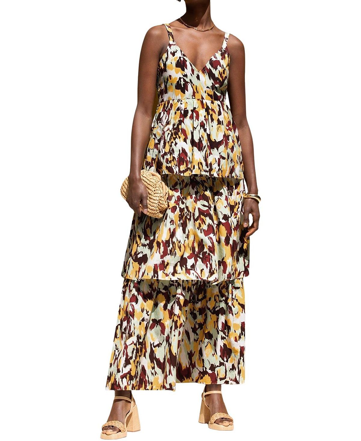 Ro & Zo Confetti Printed Tiered Dress
