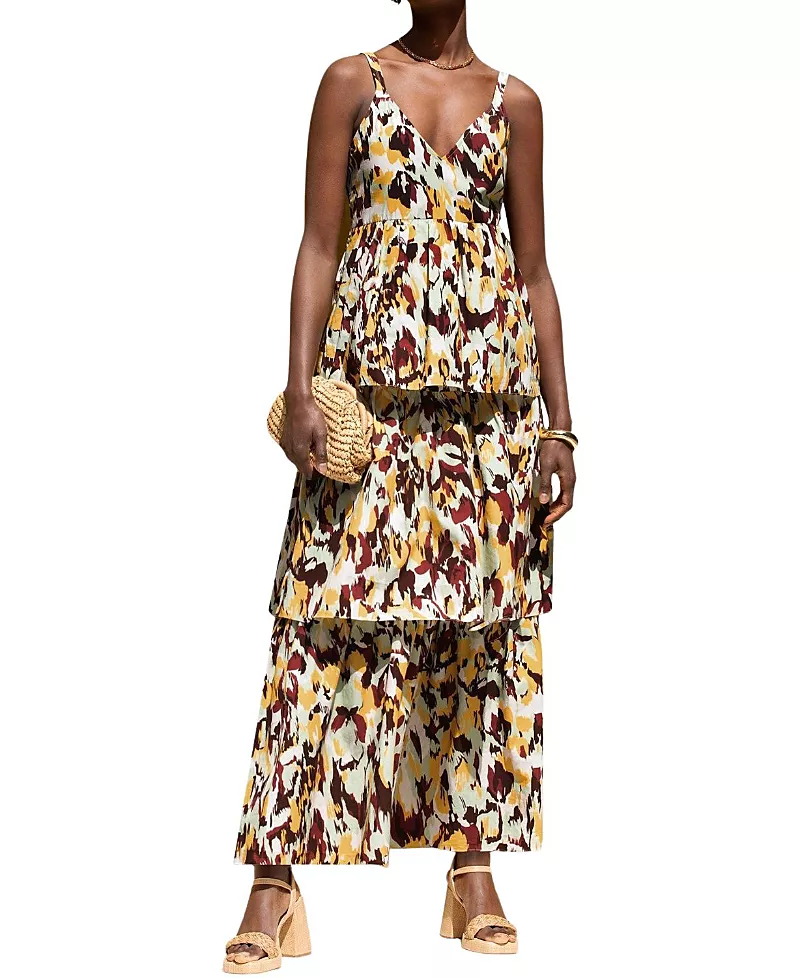 Ro & Zo Confetti Printed Tiered Dress