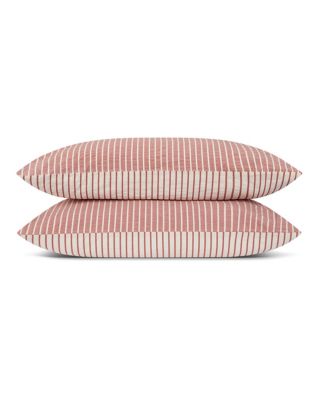 Textured Stripe Cotton Pillowcase Pair, Queen