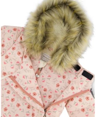 Girls' One-Piece Snug Snowsuit Designed for Car Seat Mini Flowers - Baby, Little Kid