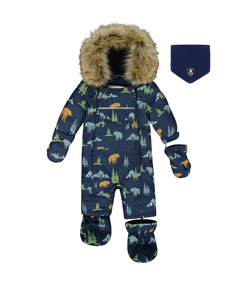 Deux par Boys' One-Piece Play Snowsuit Designed for Car Seat Animal - Baby, Little Kid