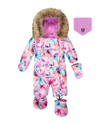 Girls' One-Piece Play Snowsuit Designed for Car Seat Flower - Baby, Little Kid