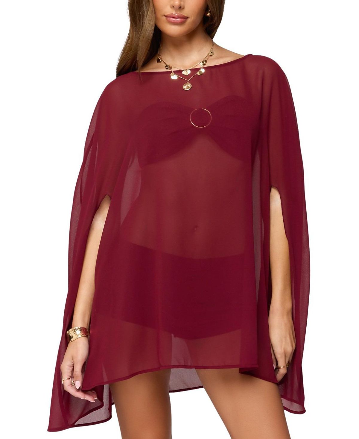 Edikted Mckenzie Sheer Chiffon Poncho
