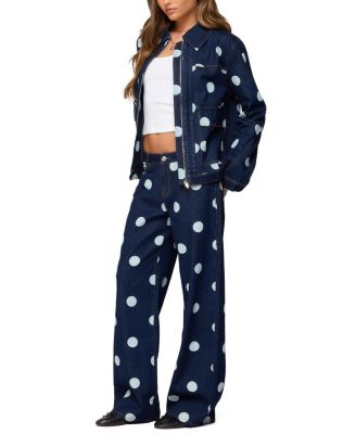 Leyah Polka Dot Oversized Denim Jacket
