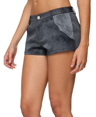  Rhiley Contrast Faux Suede Micro Shorts